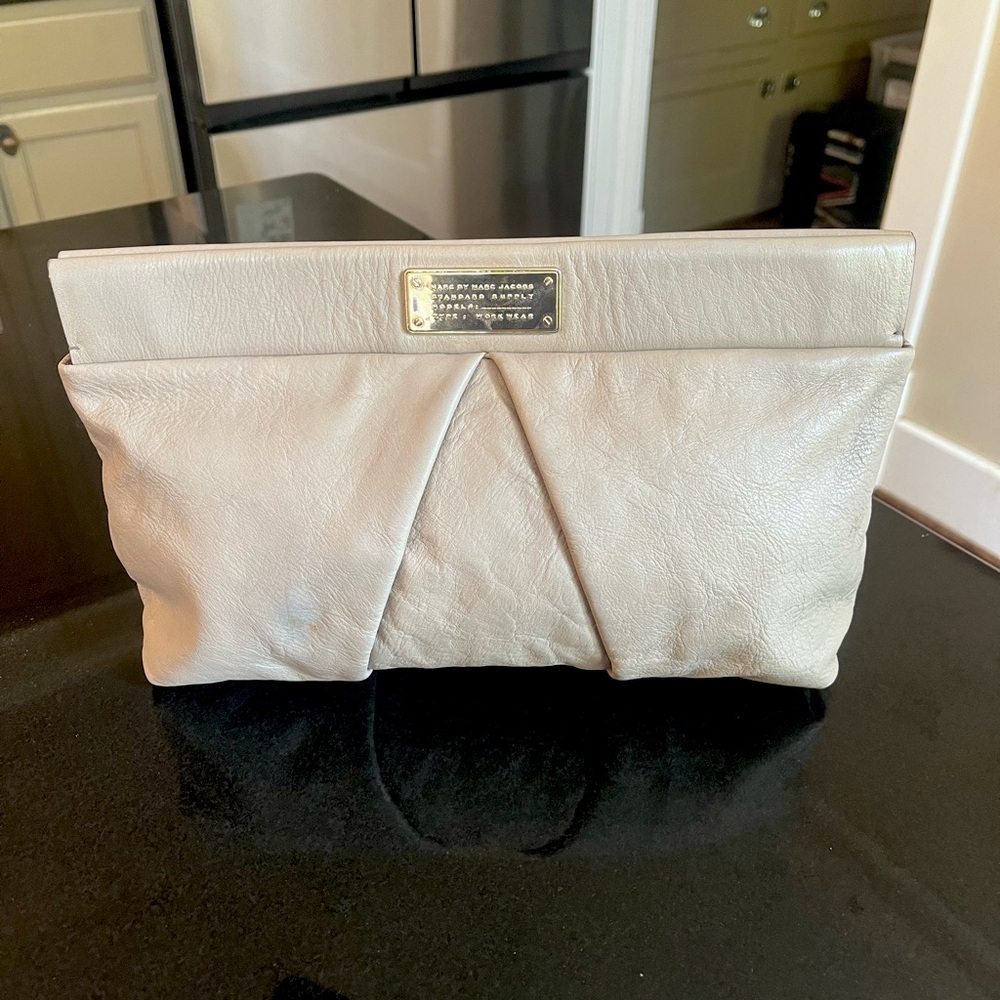 Marc by Mark Jacob’s taupe leather clutch. Excellent condition. 13”x7”x4”.
